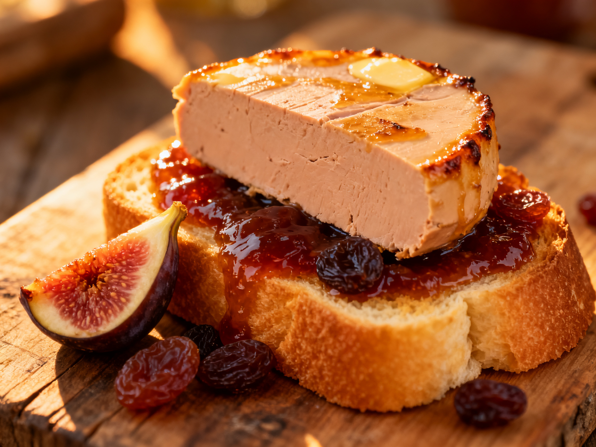 Foie gras en terrine avec chutney et pain toasté, accord vin doux Pedro Ximénez