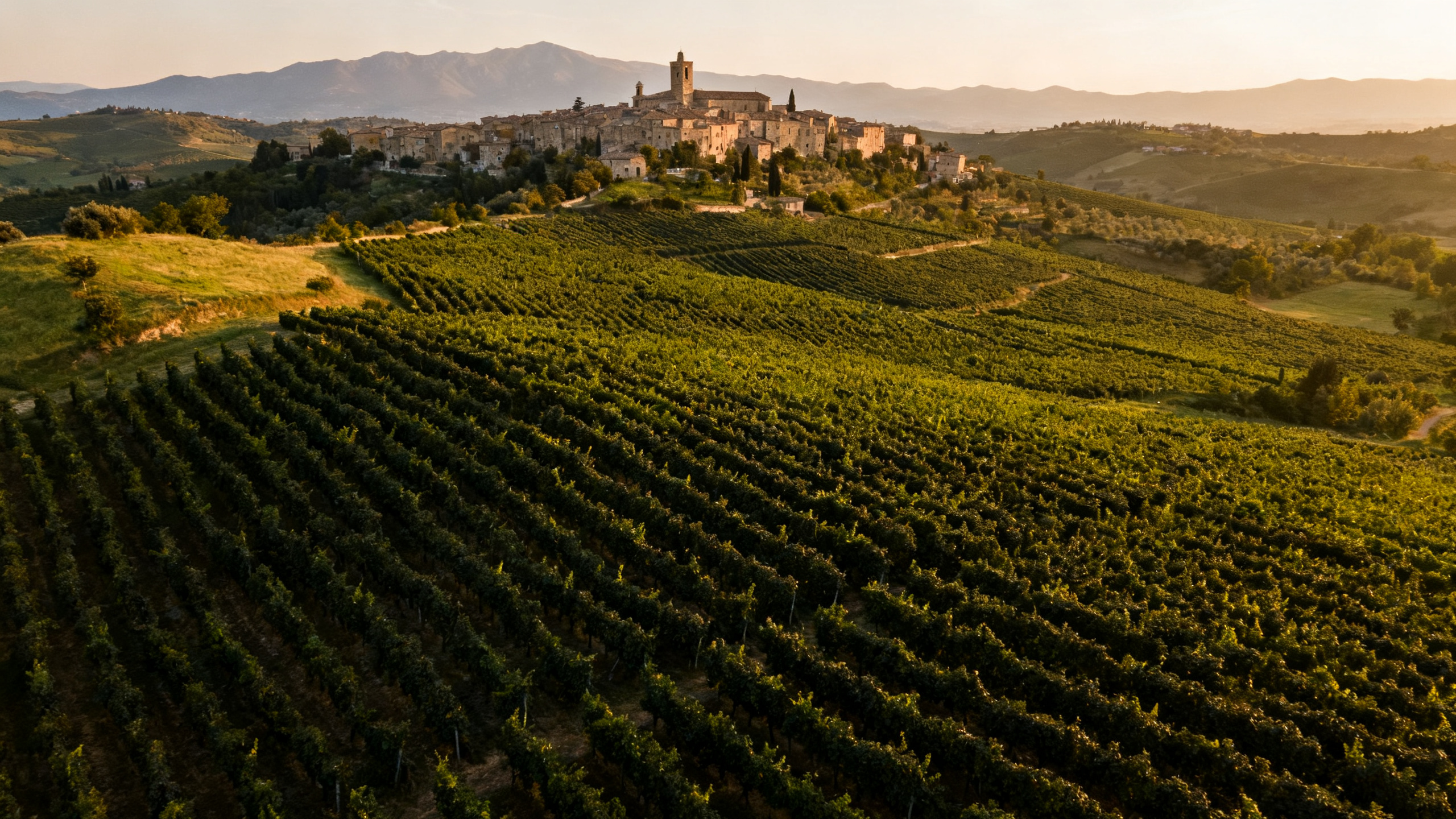 Vignoble de Sagrantino dans les collines de Montefalco, Ombrie, Italie