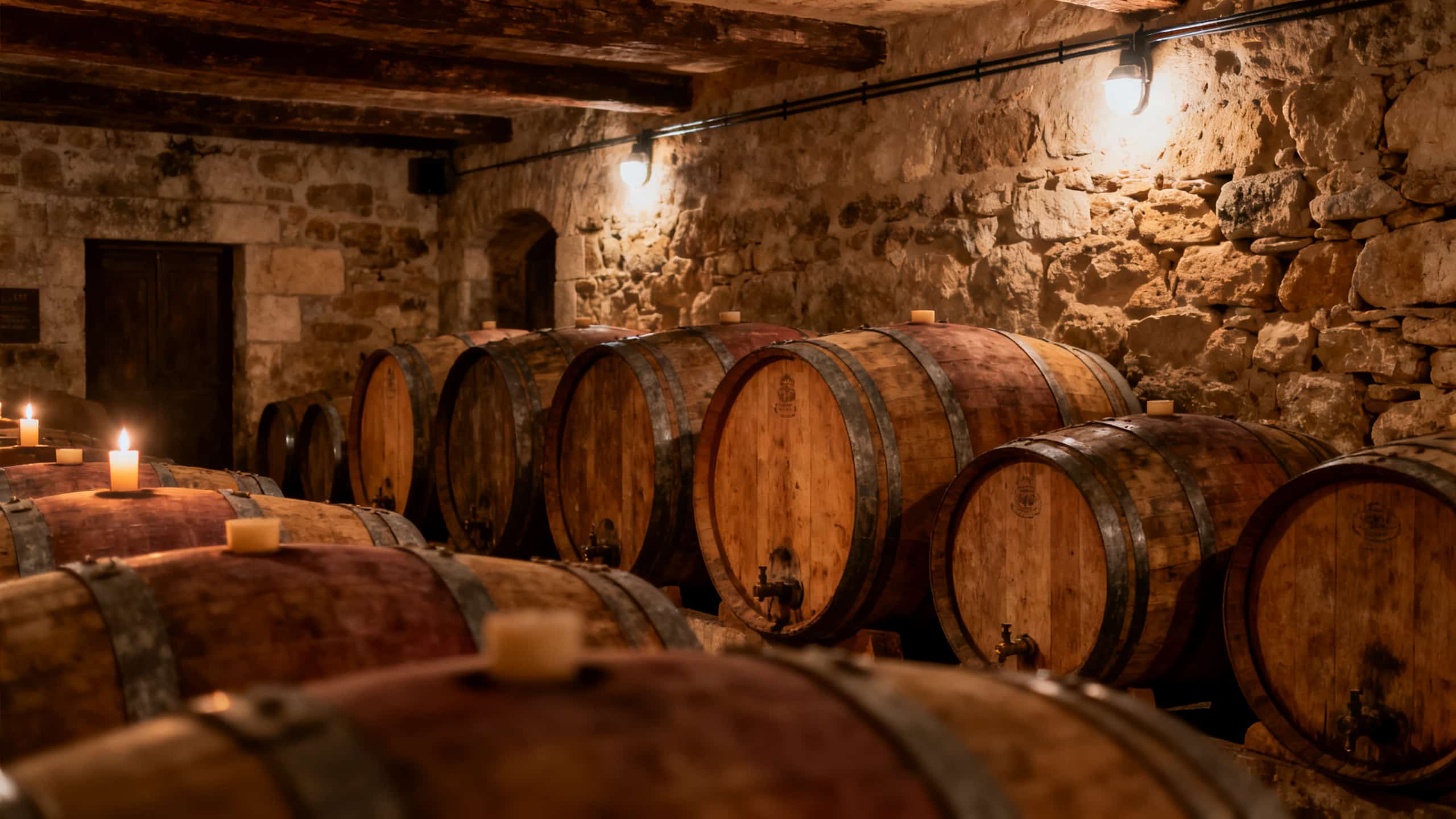 Foudres de chêne en cave provençale pour l'élevage sous voile du Tibouren — méthode Clos Cibonne