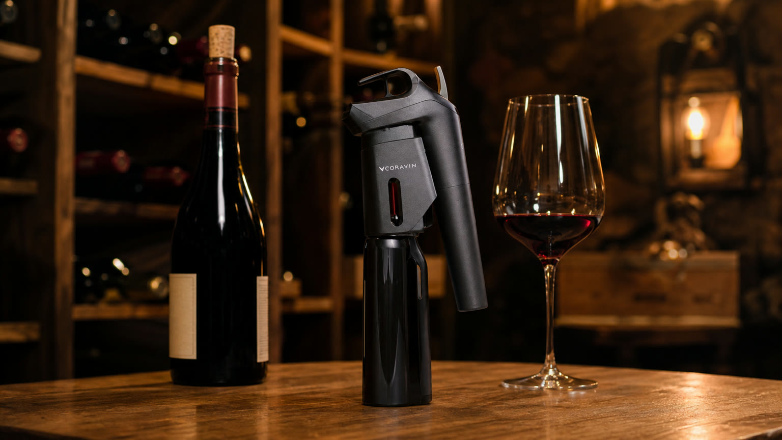 Coravin Timeless Three Plus dans une cave à vin