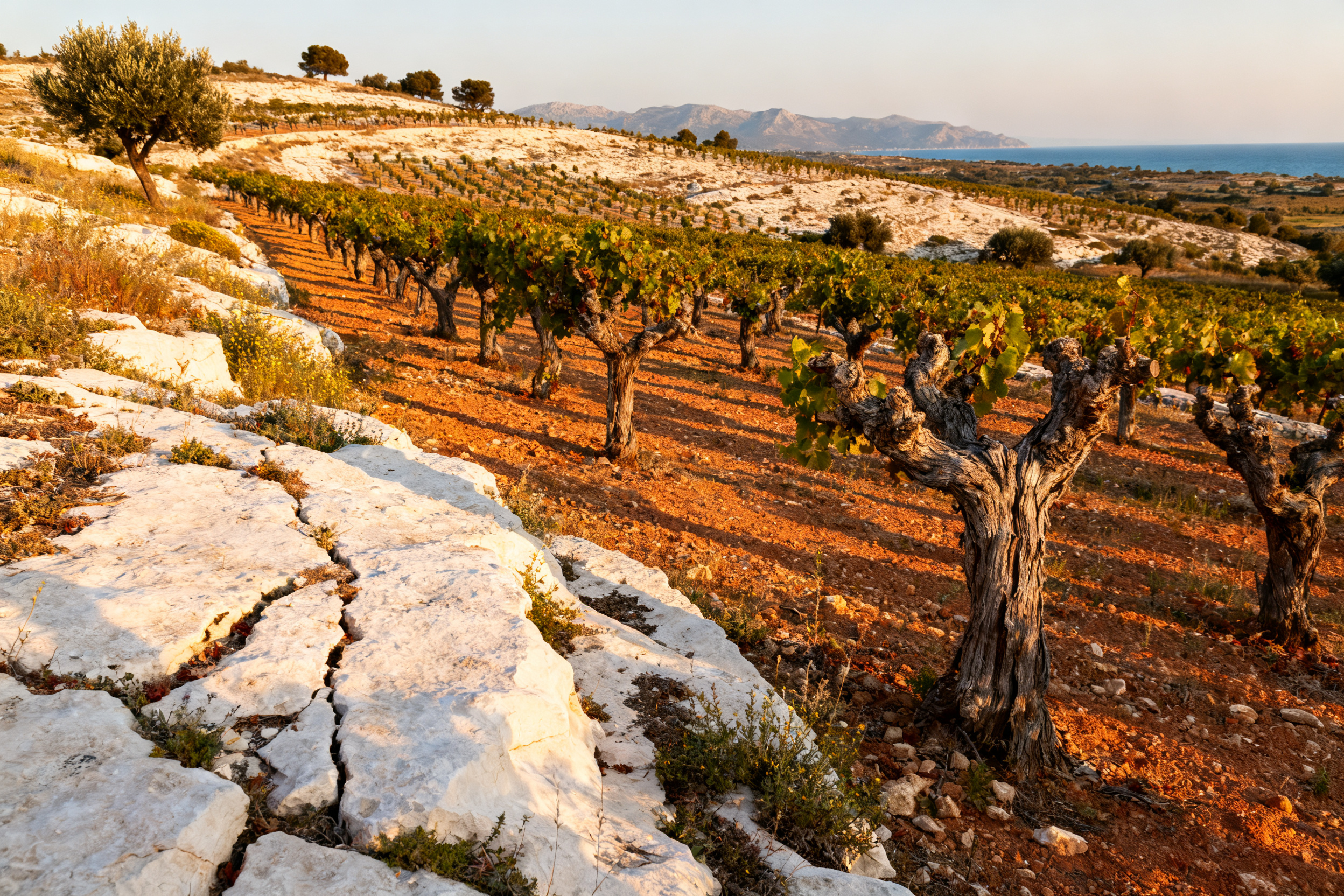 Vignes alberello du Primitivo di Manduria dans le Salento, Pouilles