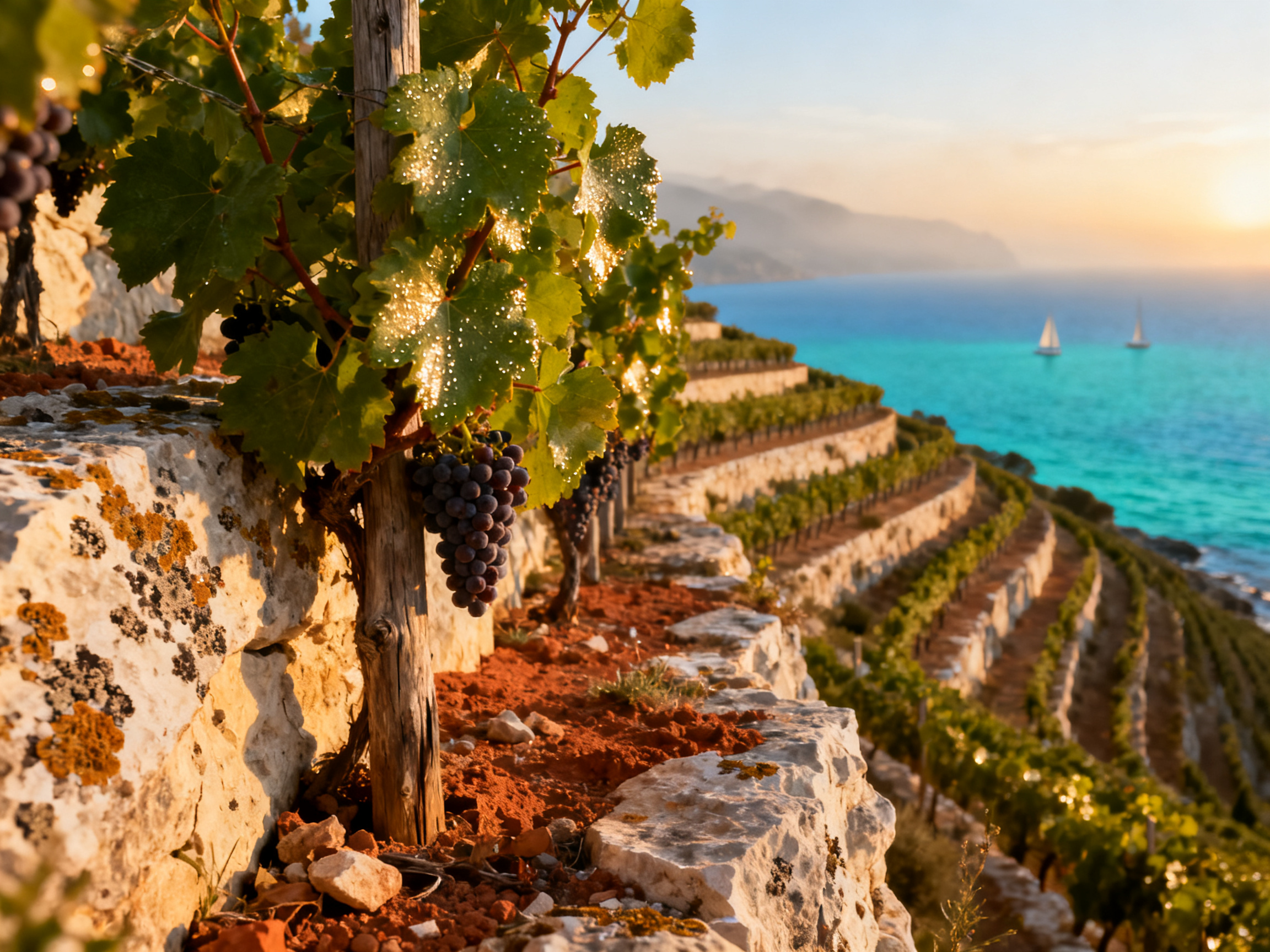 Vignoble Mourvèdre Bandol Provence terrasses Méditerranée