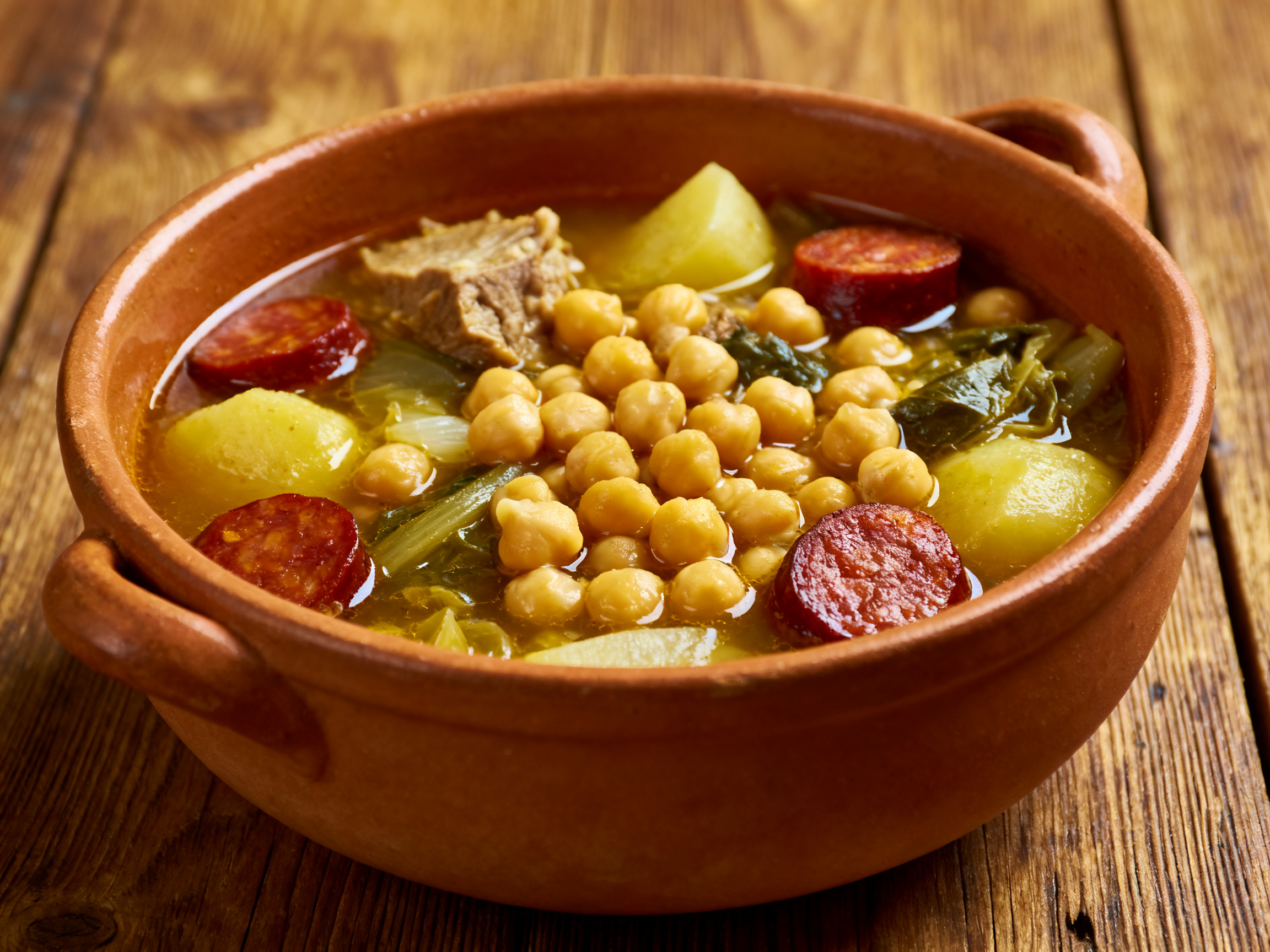 Cocido murciano pois chiches chorizo ragoût traditionnel