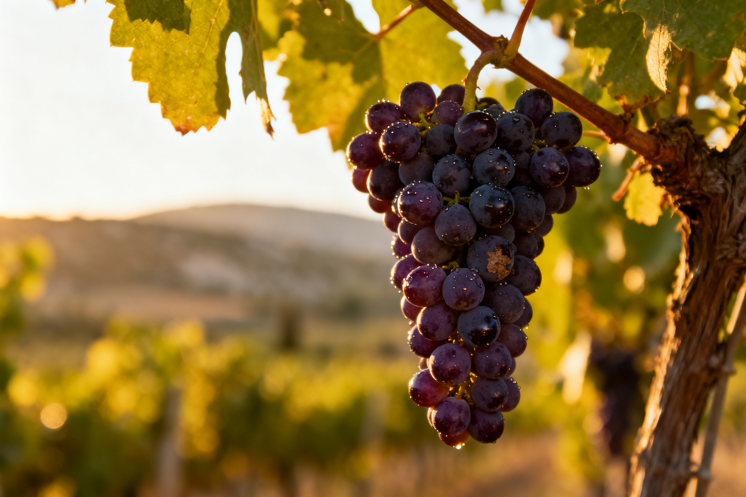 Grappes de Negroamaro mûres dans le Salice Salentino, Pouilles