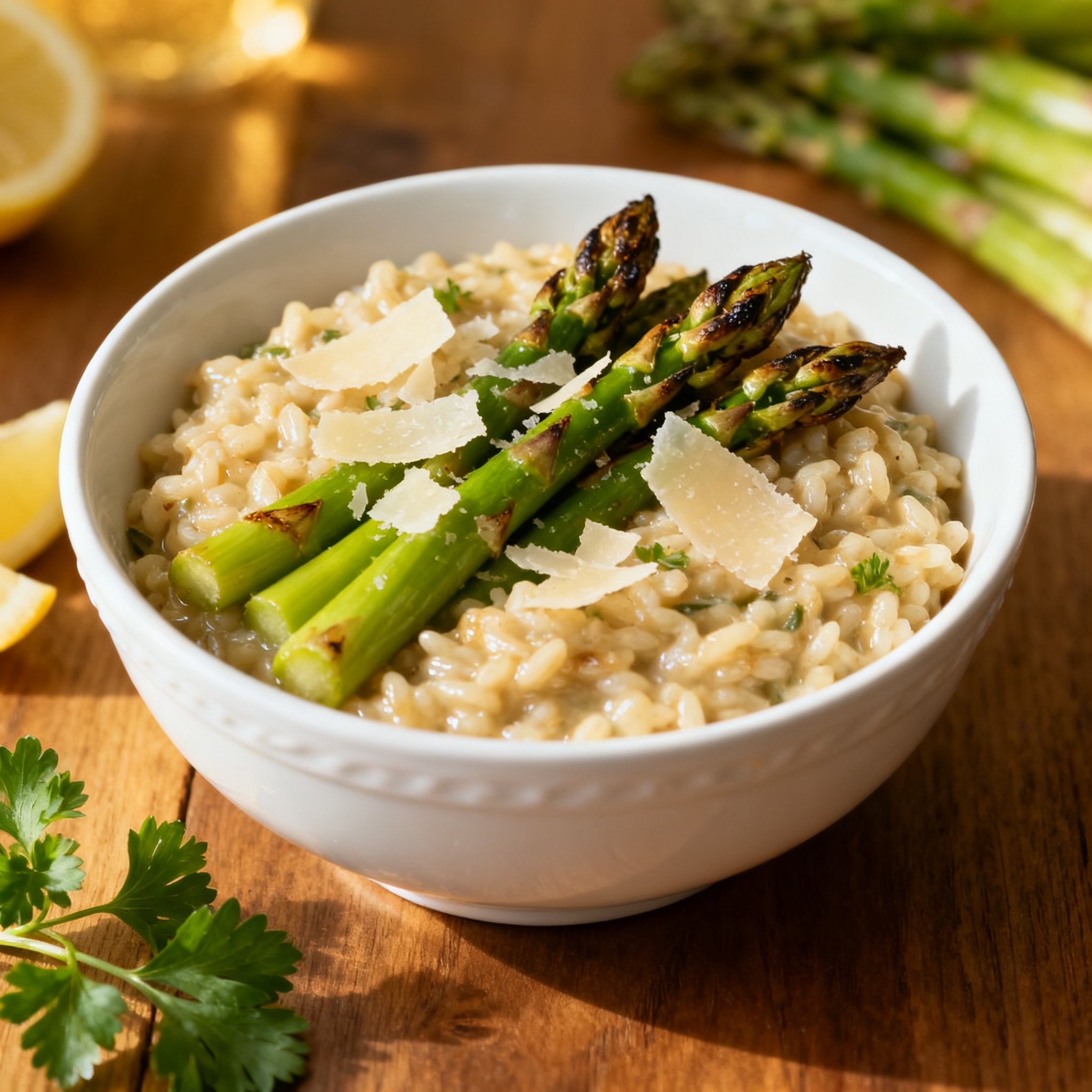 Risotto asperges parmesan accord Prosecco Glera