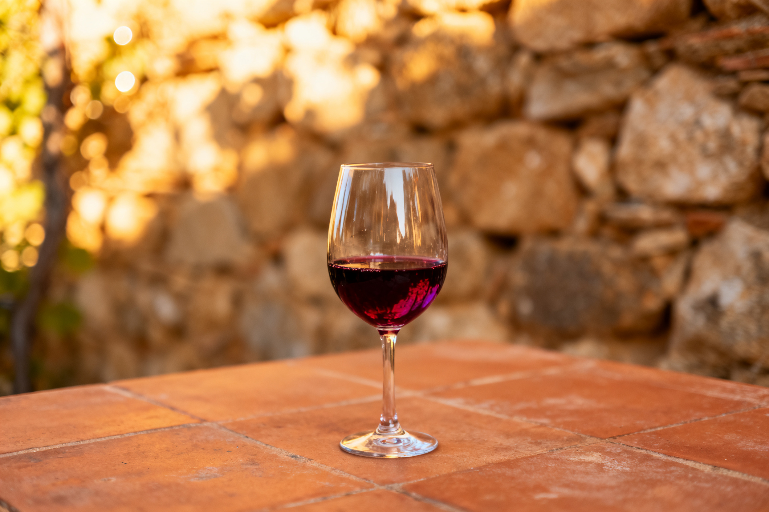 Verre de Monastrell rouge profond reflets violets Jumilla