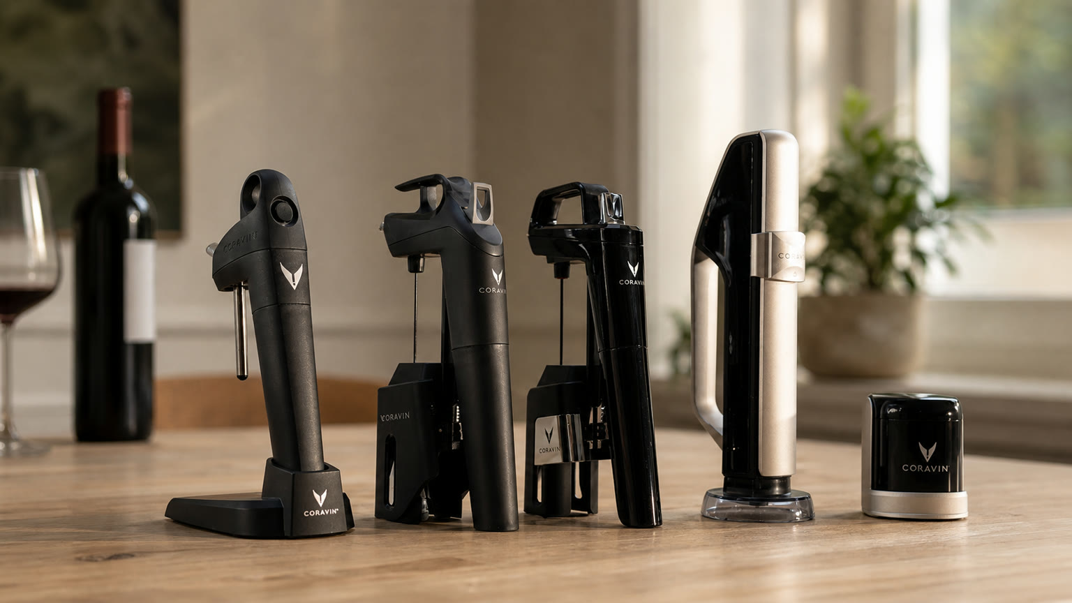 Système Coravin et bouteille de vin