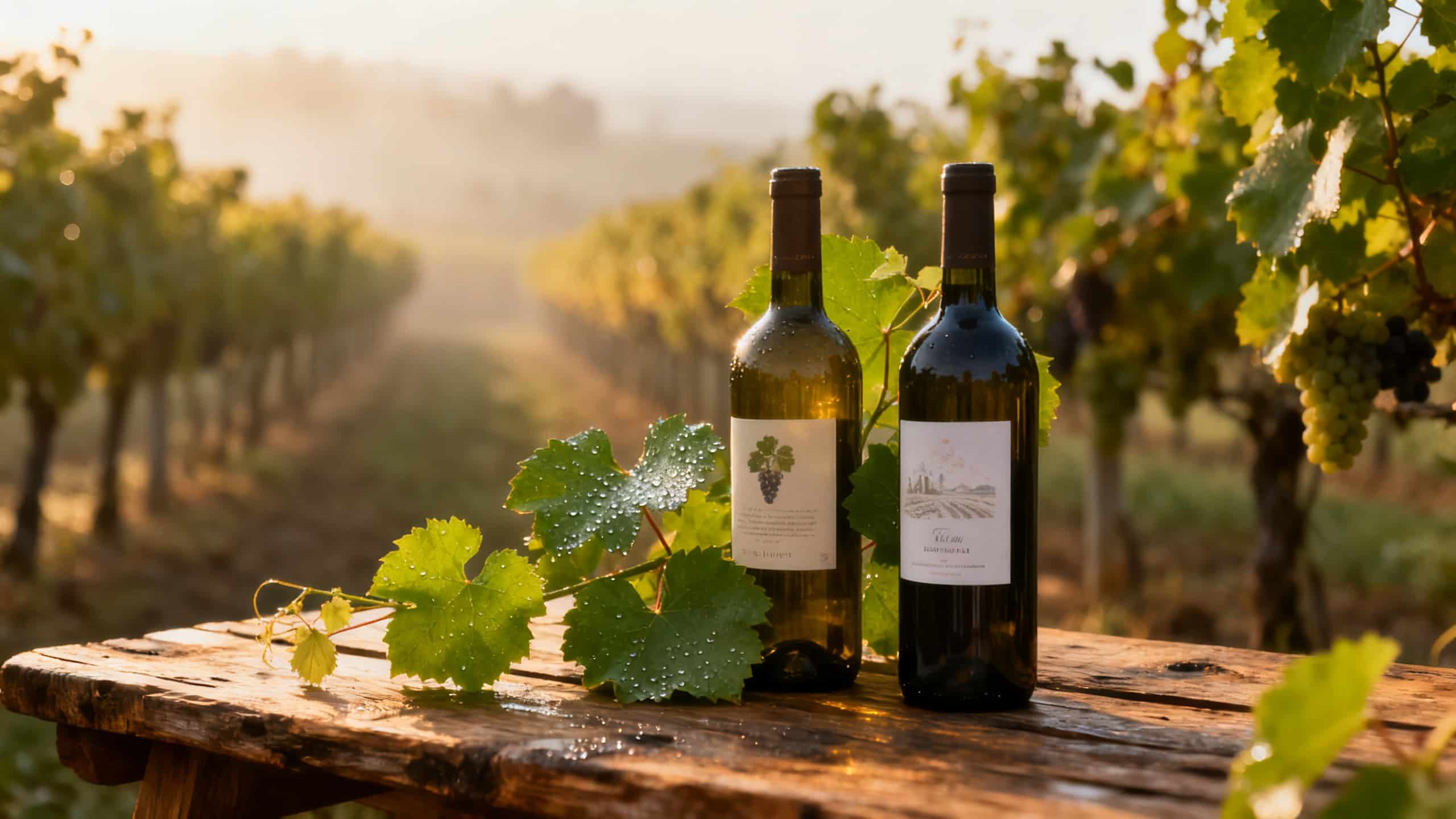 Abonnement vin bio certifié AB : bouteilles avec feuilles vertes