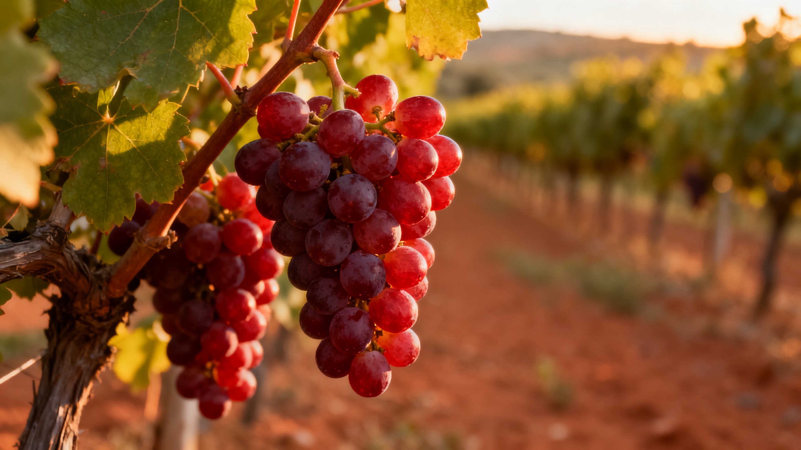 Grappe de raisins Ciliegiolo rouge cerise mûre dans le vignoble de Maremma Toscana