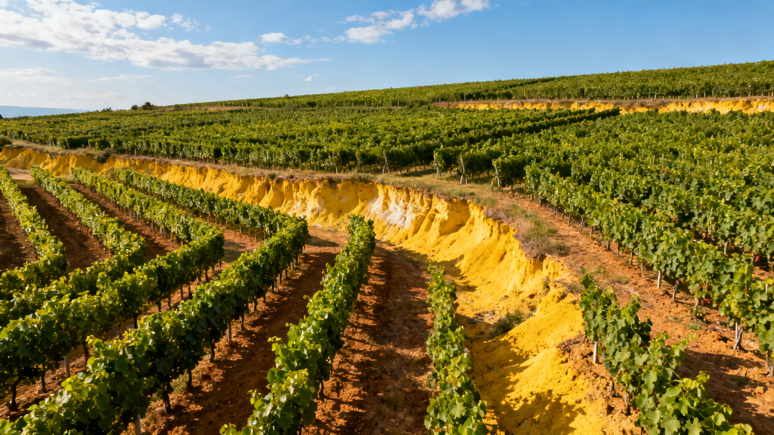 Vignoble de Greco di Tufo sur sol volcanique tufacé à Avellino, Campanie