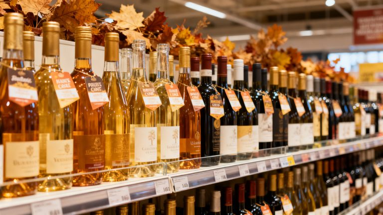 Allee de vins en grande surface lors dune foire aux vins en France