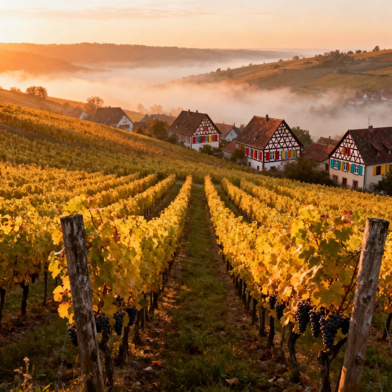 Müller-Thurgau : Guide Complet du Cépage Blanc Aromatique (Alsace & Trentino) Vignoble Muller-Thurgau Alsace collines maisons colombages