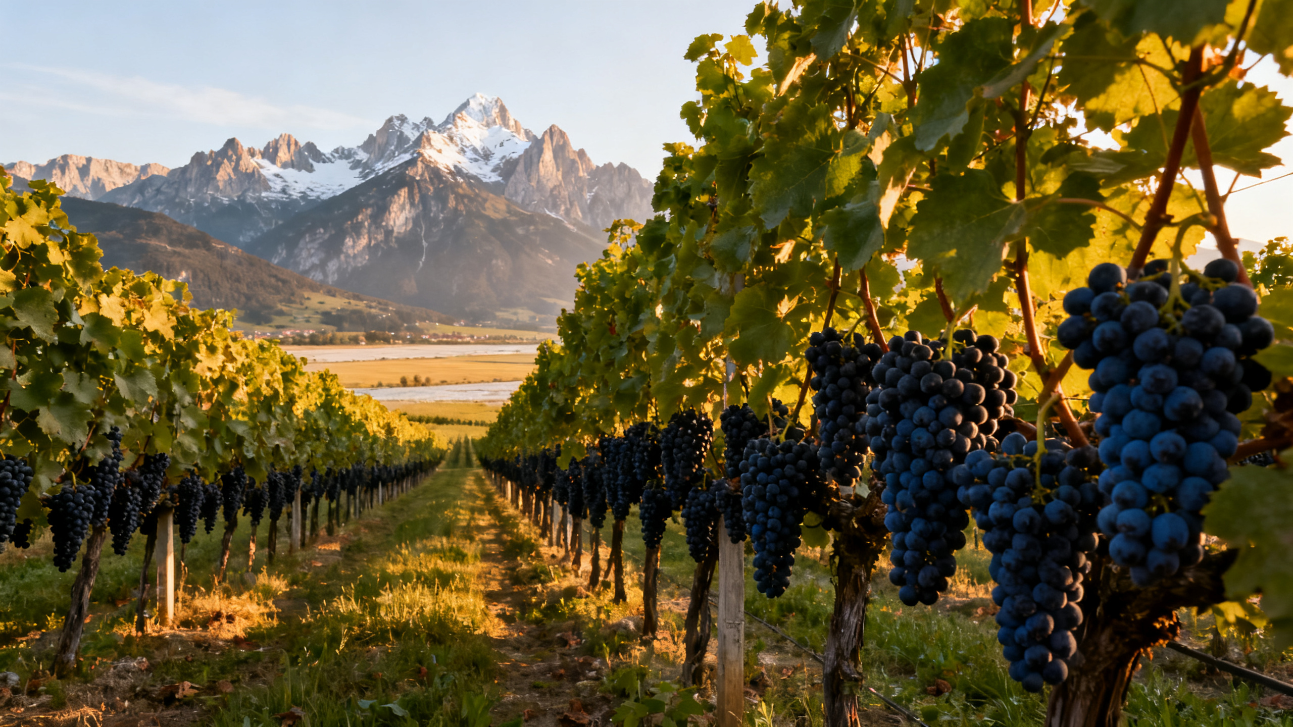 Vignoble Teroldego Campo Rotaliano Trentino Italie avec Dolomites en arrière-plan