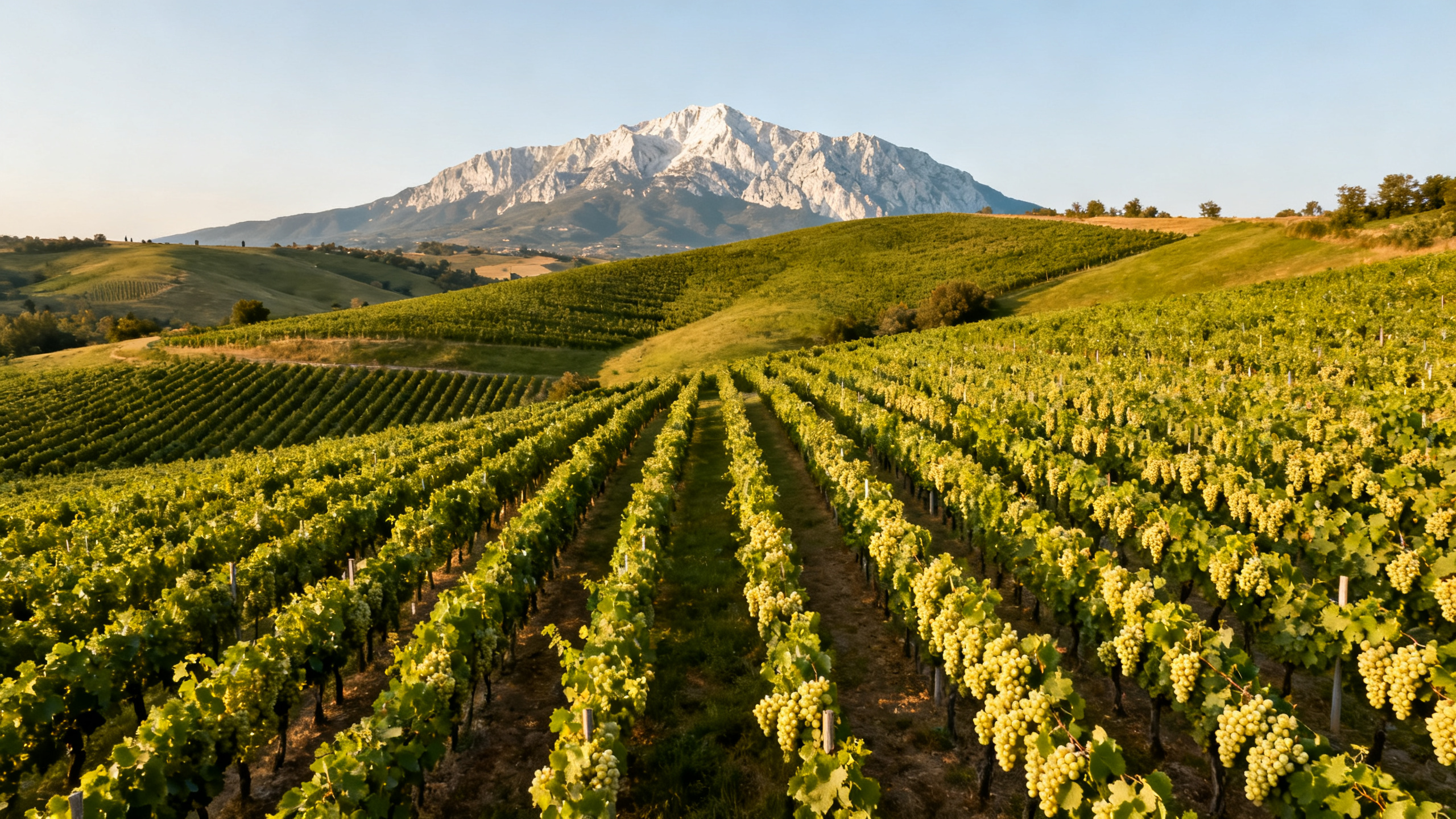 Vignobles de Trebbiano dans les Abruzzes, Italie