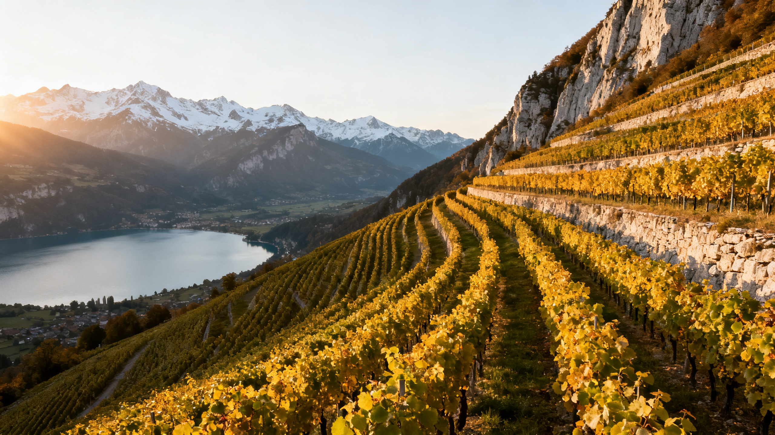 Vignoble Roussette de Savoie coteaux calcaires lac du Bourget