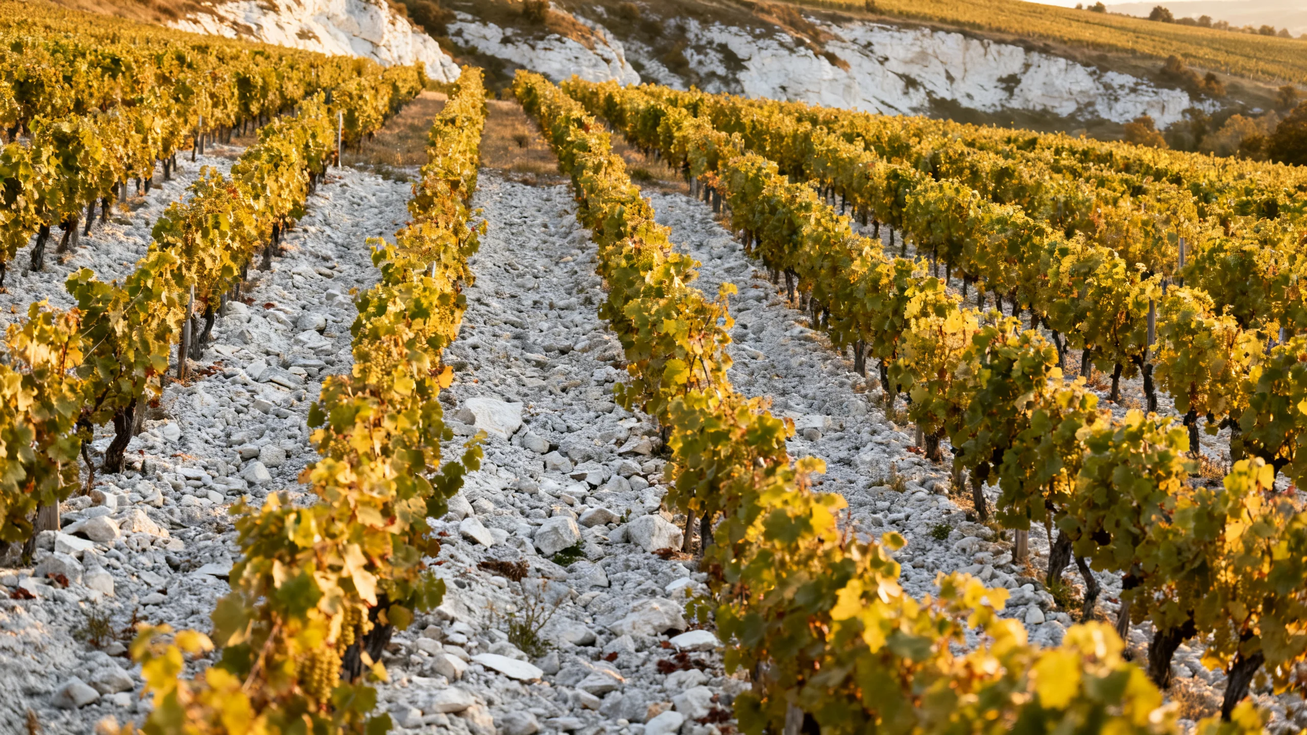 Vignoble de Chablis avec ses coteaux calcaires Kimméridgien