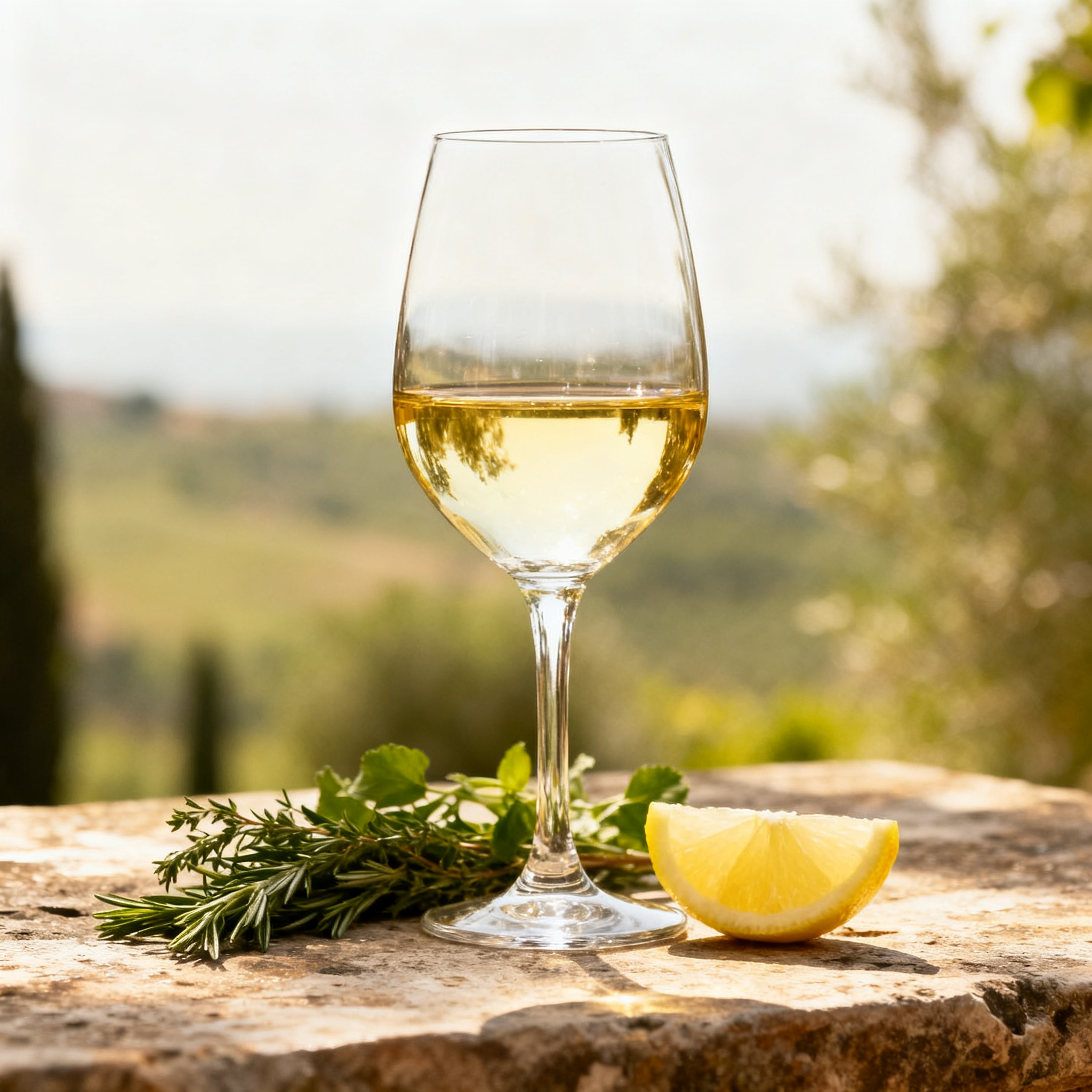 Verre de vin blanc Gavi à base de cépage Cortese