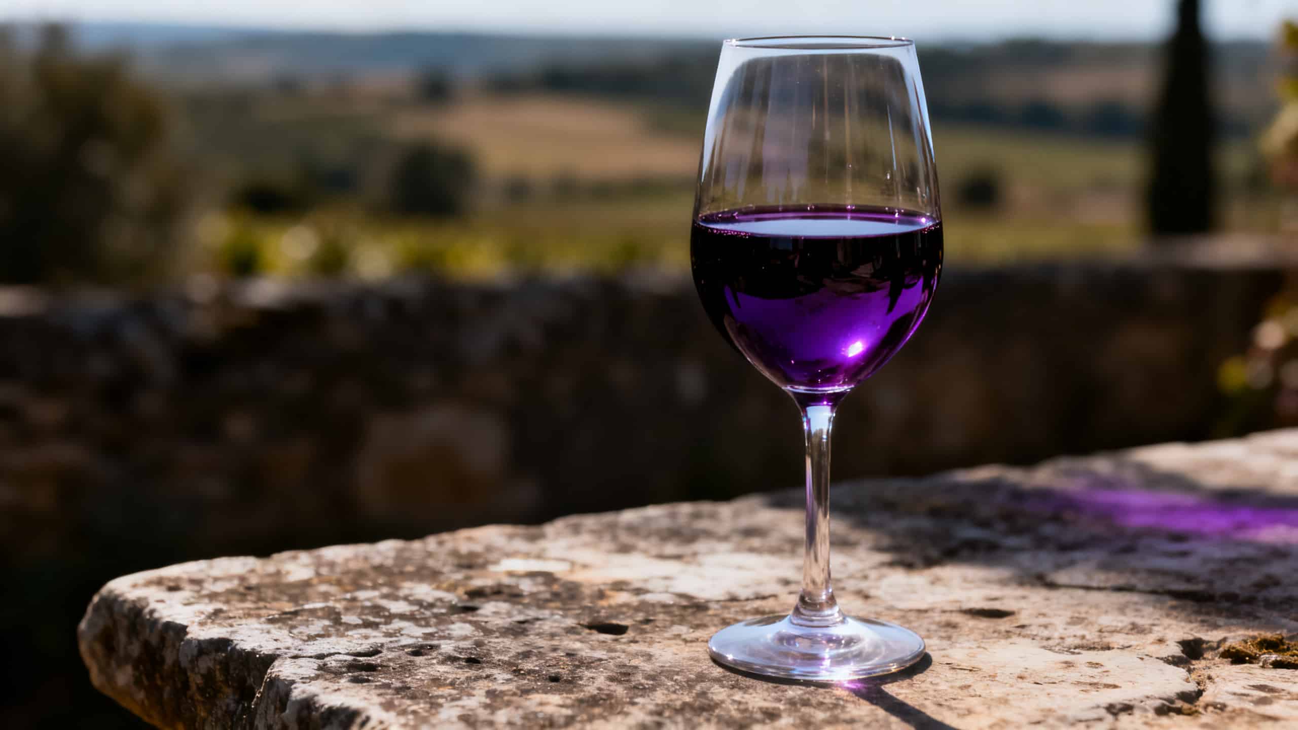 Verre de vin rouge profond à base d'Égiodola, cépage confidentiel du Sud-Ouest
