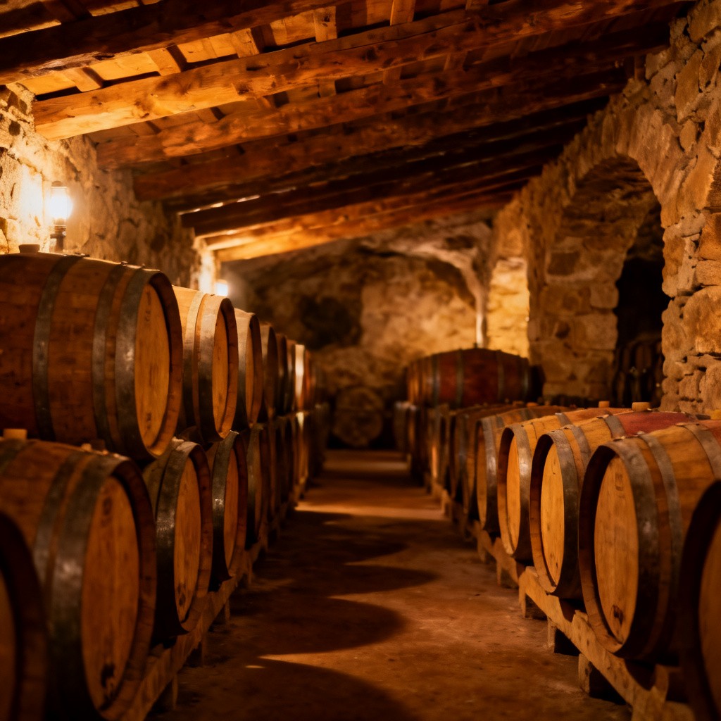 Cave de vinification Rioja avec fûts de chêne - élaboration du Graciano