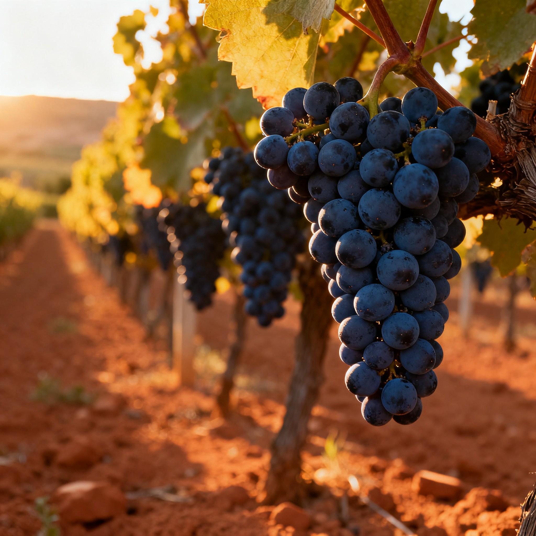 Grappes de Graciano mûres dans le vignoble de la Rioja, Espagne