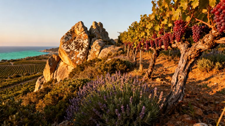 Sciacarello : le guide du cépage corse rouge Vignoble Sciacarello sur les coteaux granitiques d Ajaccio en Corse
