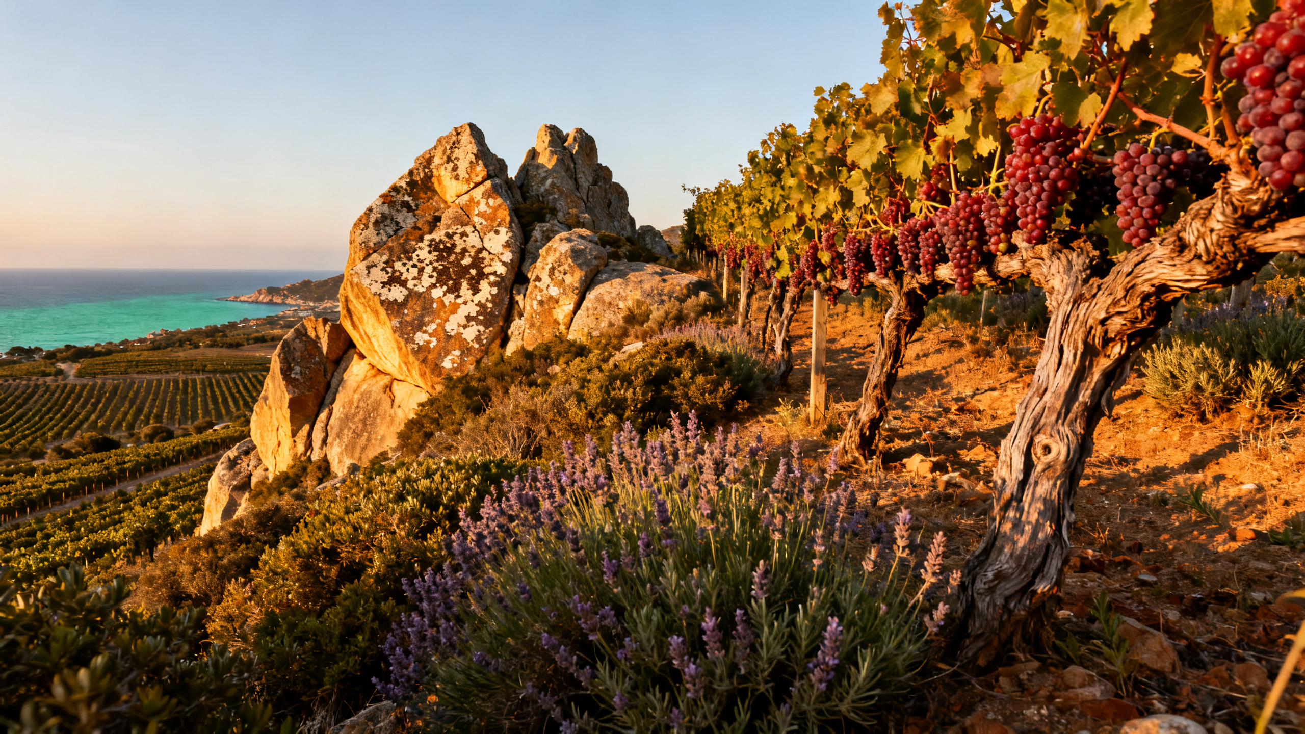 Vignoble Sciacarello sur les coteaux granitiques d Ajaccio en Corse
