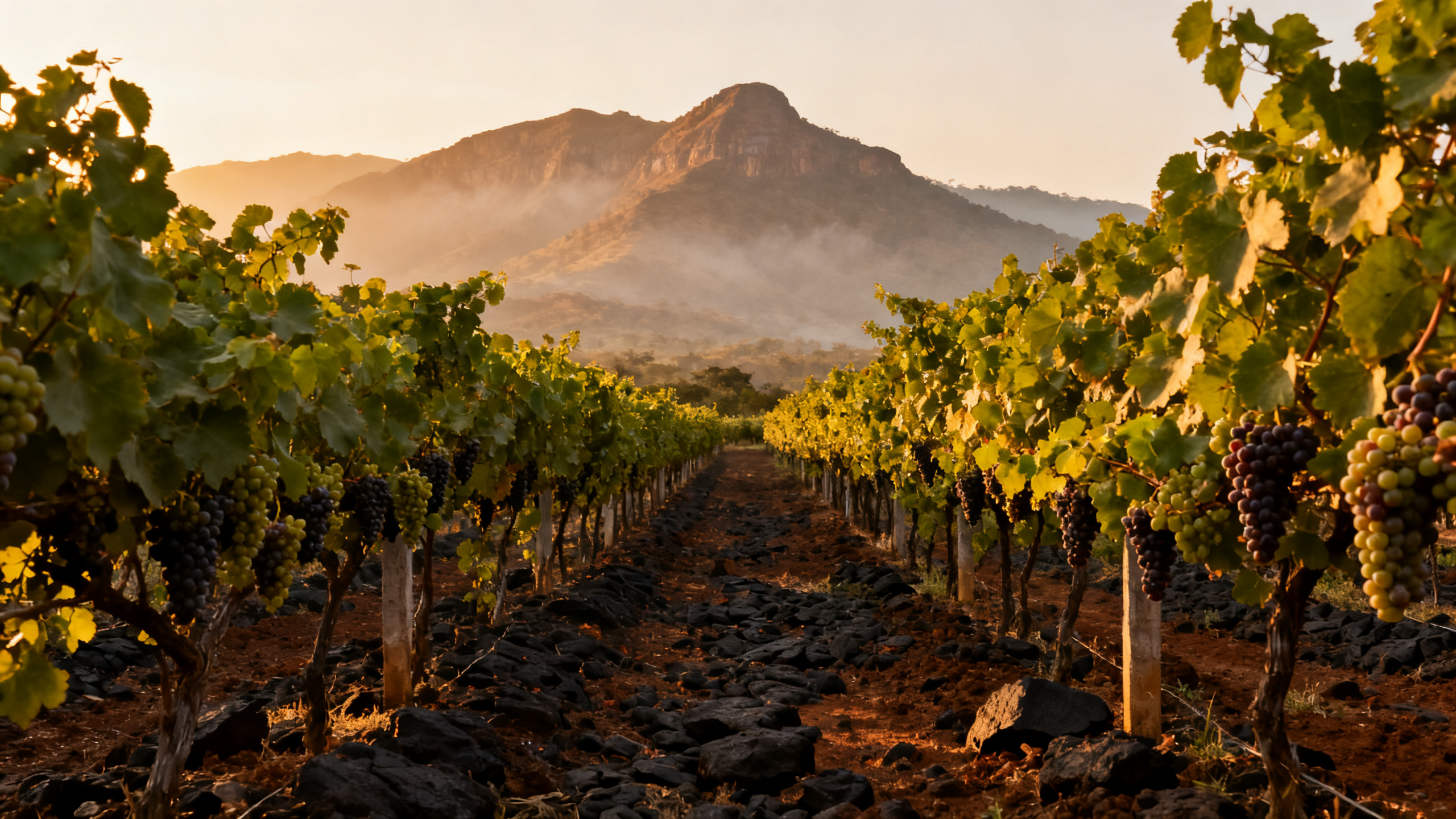 Vignoble de Nashik, sol basaltique, monts Sahyadri en arrière-plan