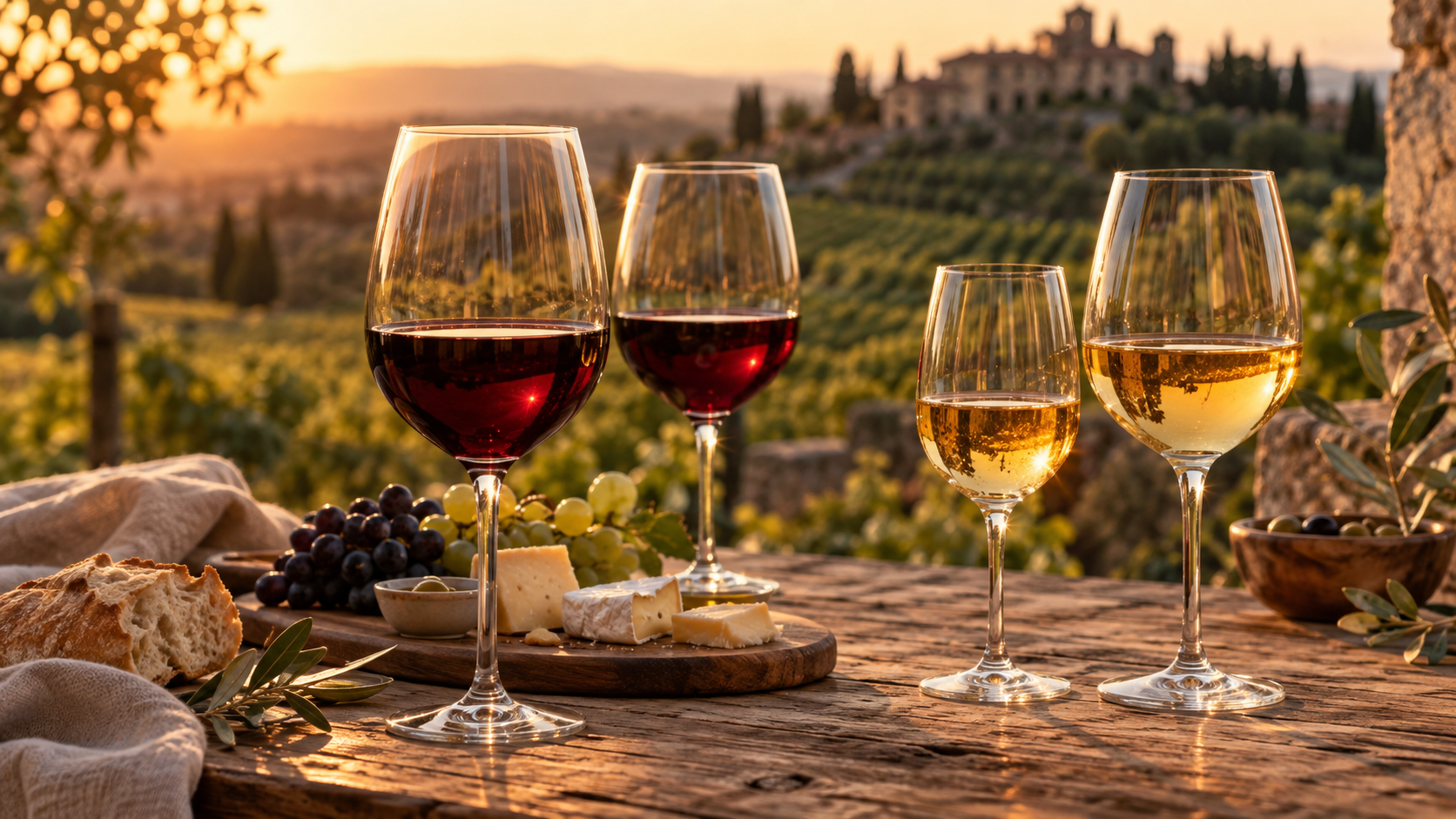 Verres de vins rouges et ambrés du Roussillon — dégustation méditerranéenne
