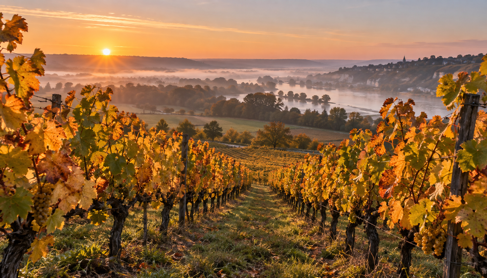 Vignoble de Touraine, Loire, chenin blanc en automne