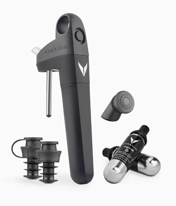 Coravin Pivot+ avec ses bouchons et capsules d'argon