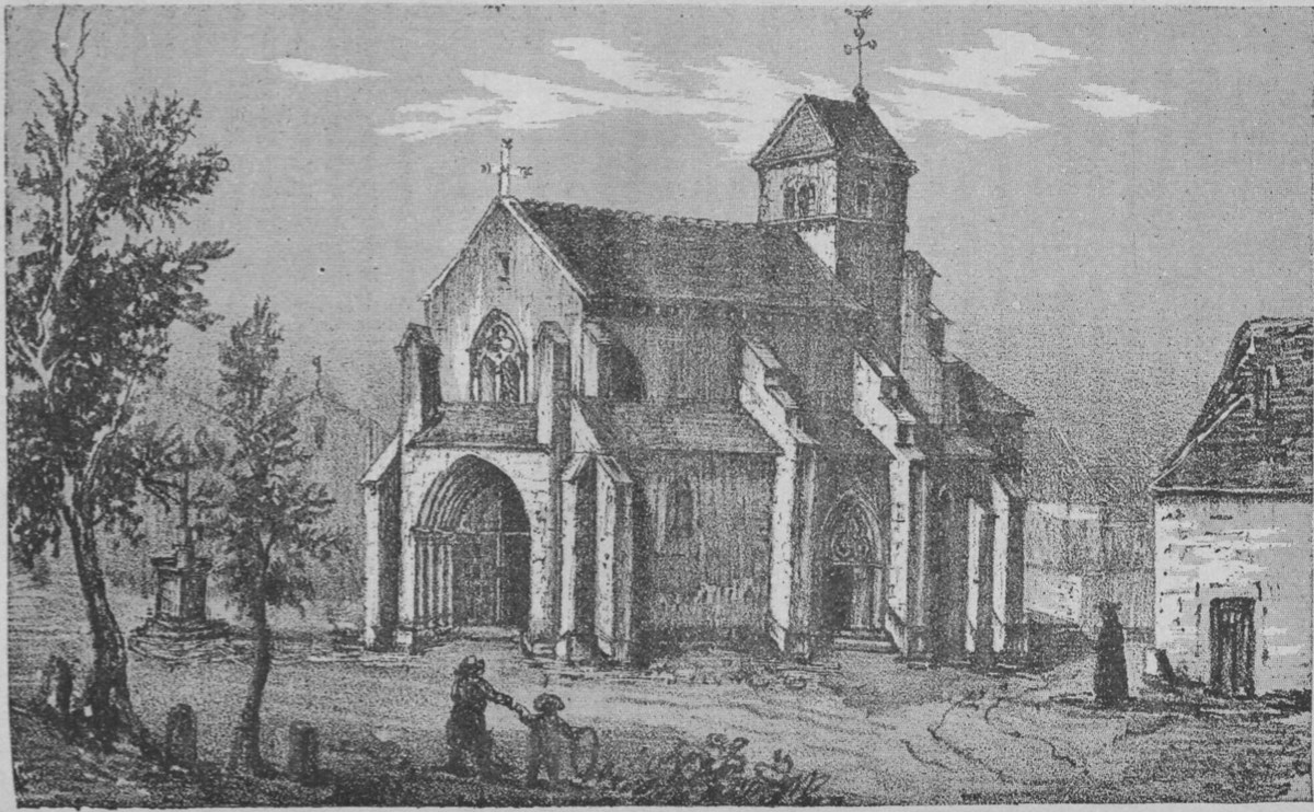 Gravure de l'église de Volnay au XIXe siècle