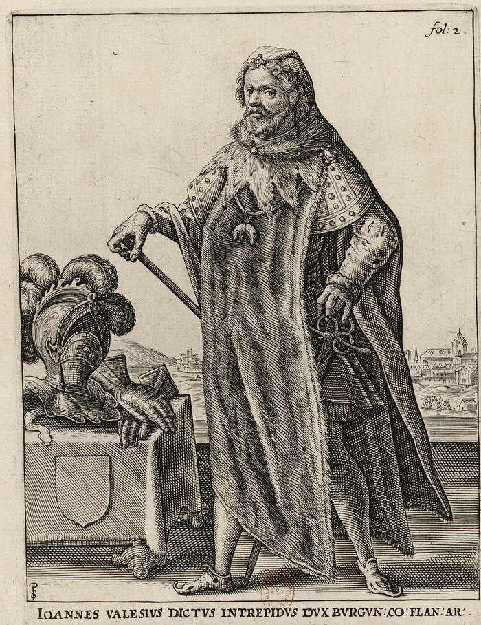 Gravure ancienne représentant Jean sans Peur, duc de Bourgogne, en pied